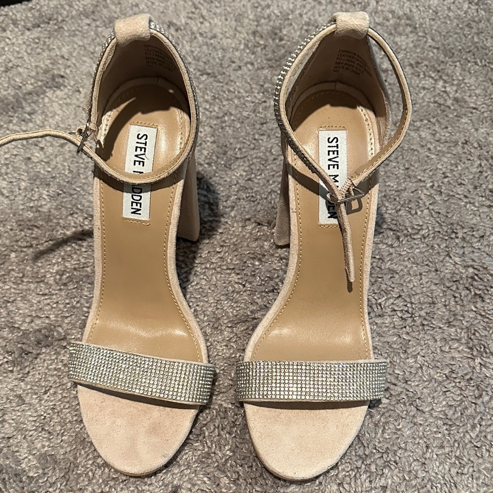 Steve Madden Tan Heels with Sparkling Strap